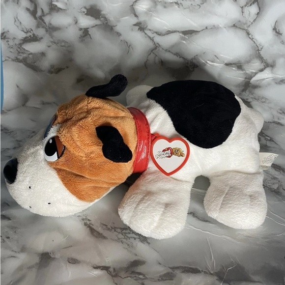 Pound Puppies 2007 White Black Brown Plushie Red Collar Nostalgia Collectible - Picture 2 of 6